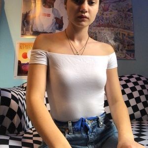 White Off Shoulder Crop Top